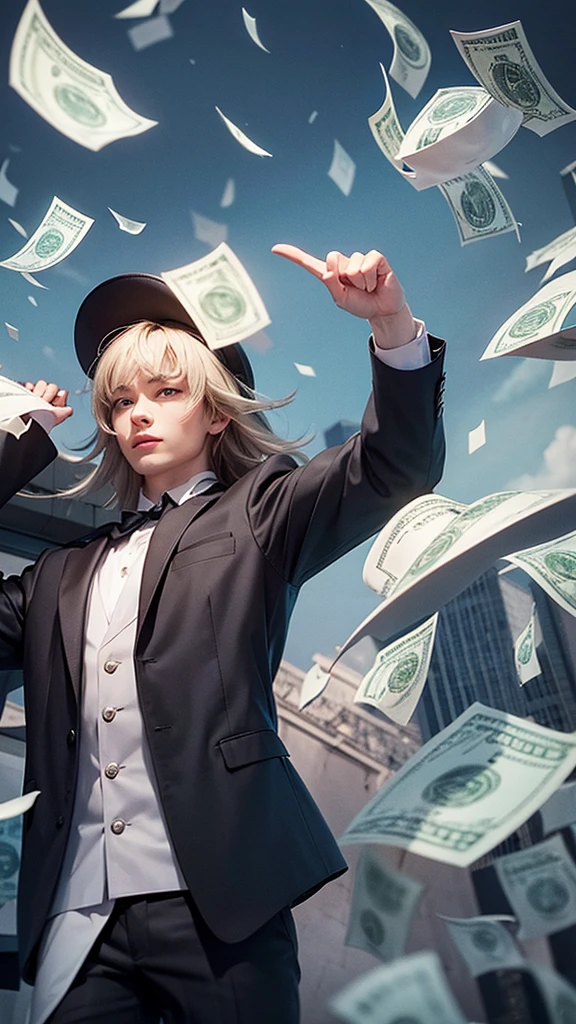 Money is falling from the sky.