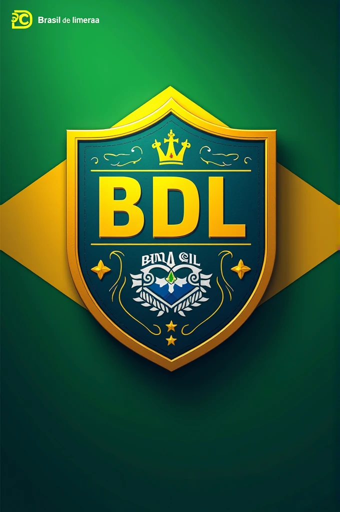 create shield based on the shield of the Brazilian team with the letters BDL inside and the name BRASIL DE LIMEIRA large