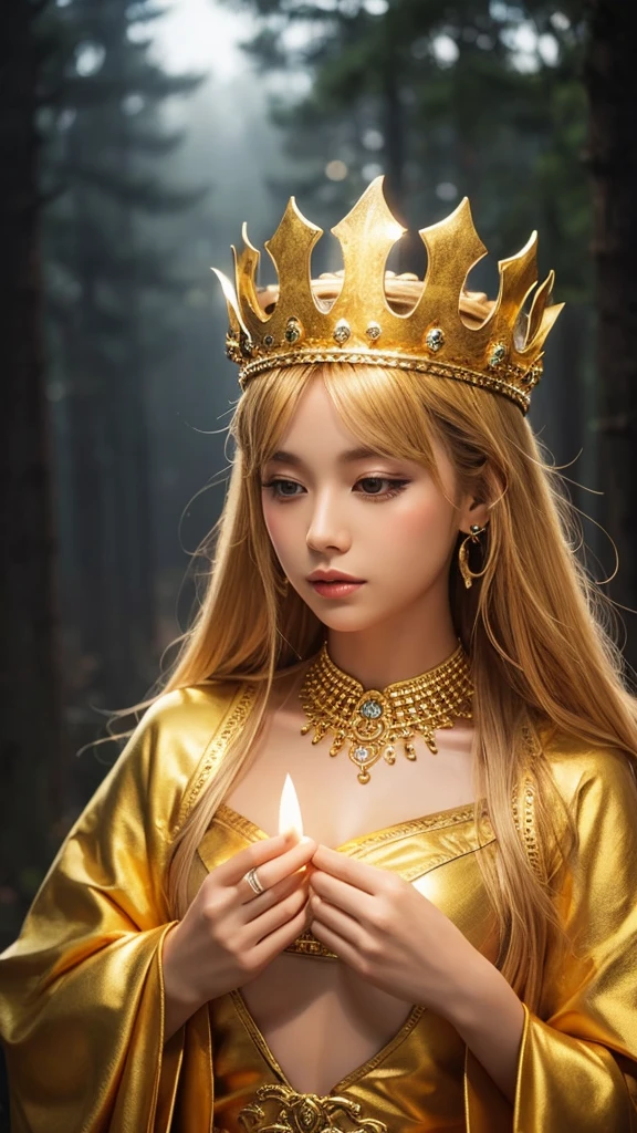 Misty background Mysterious Golden Goddess crown