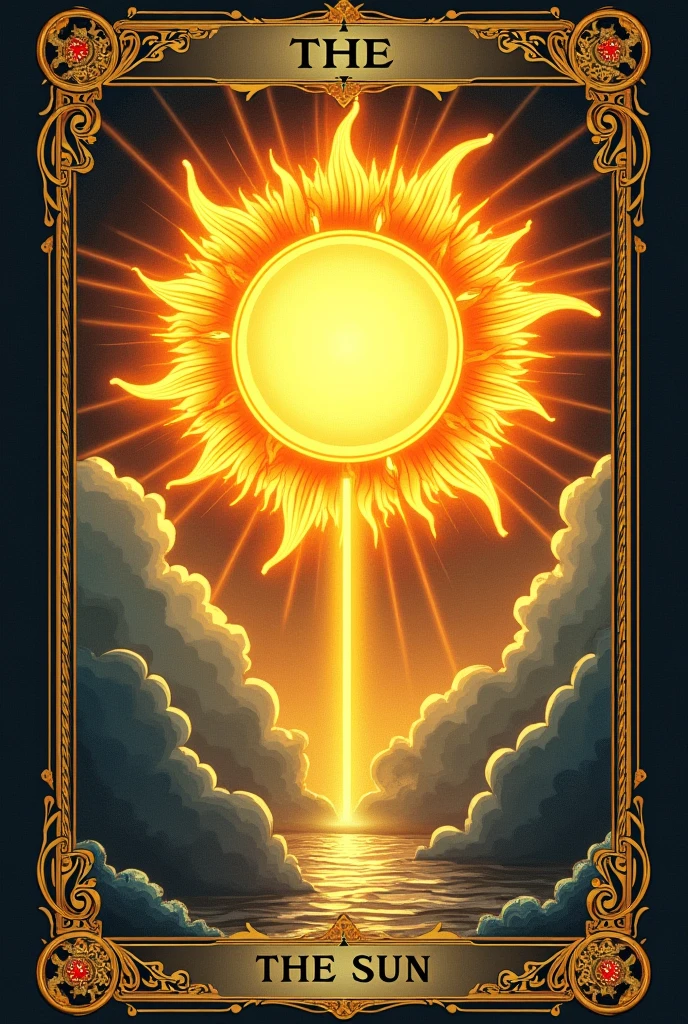 A tarot card titled the question featuring a sun