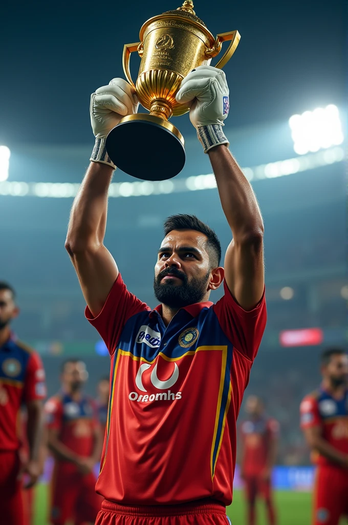 Virat Kholi with ipl trophy 