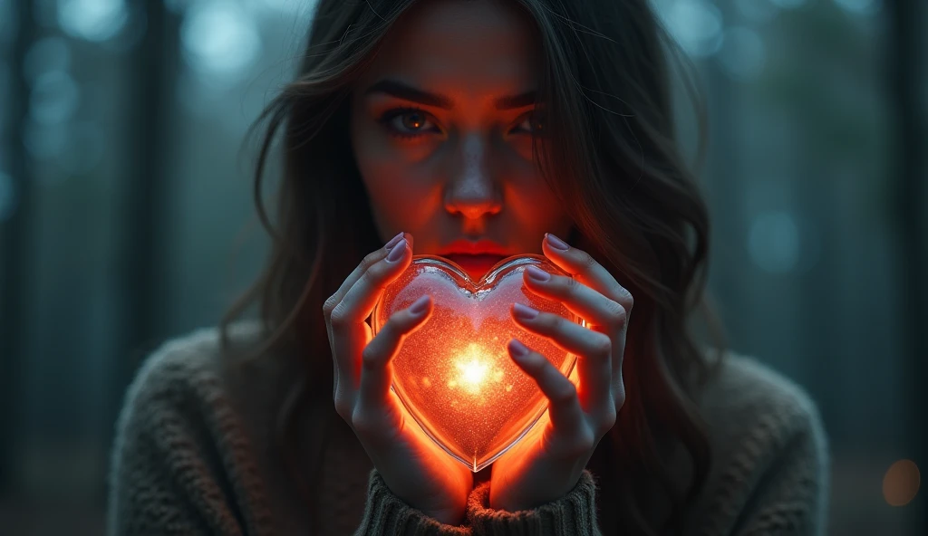 Photo portrait. Locking heart away, glass body hyper detailed 8k cinematic 35 mm 8k uh