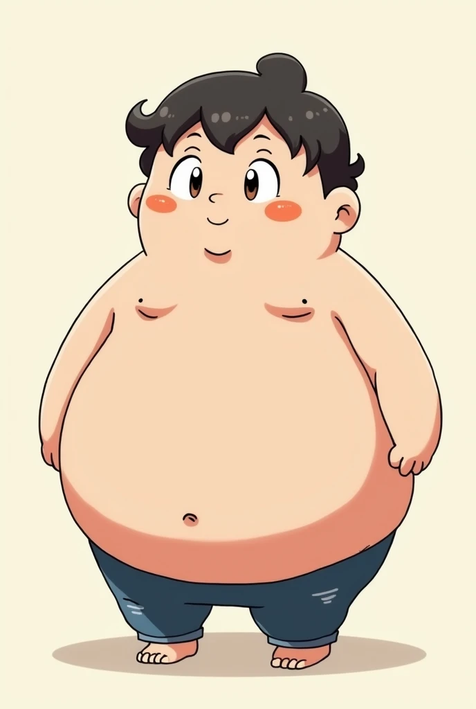 Fat anime teenager with a big big big big big big
big big belly
