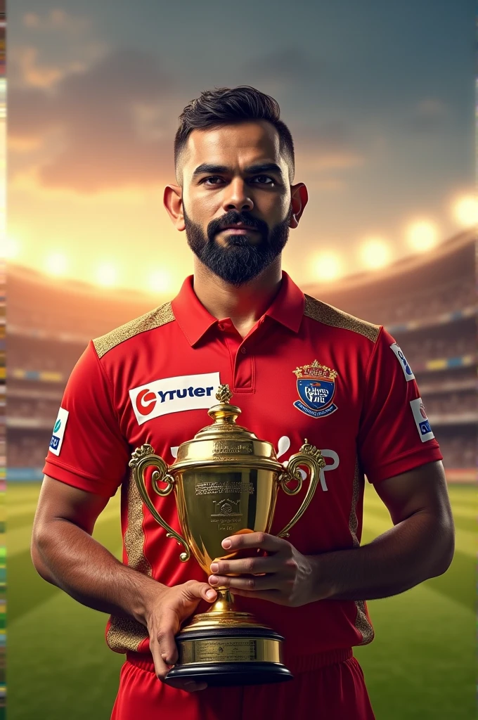 Virat Kholi with ipl trophy RCB dress