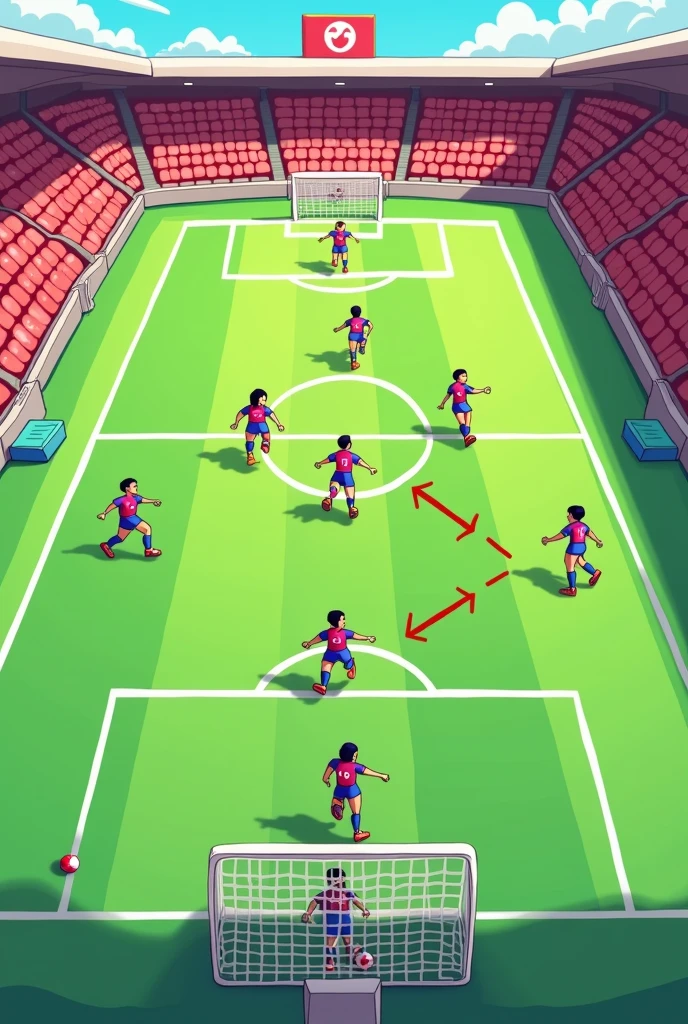 Create a cartoon style football tactics pitch