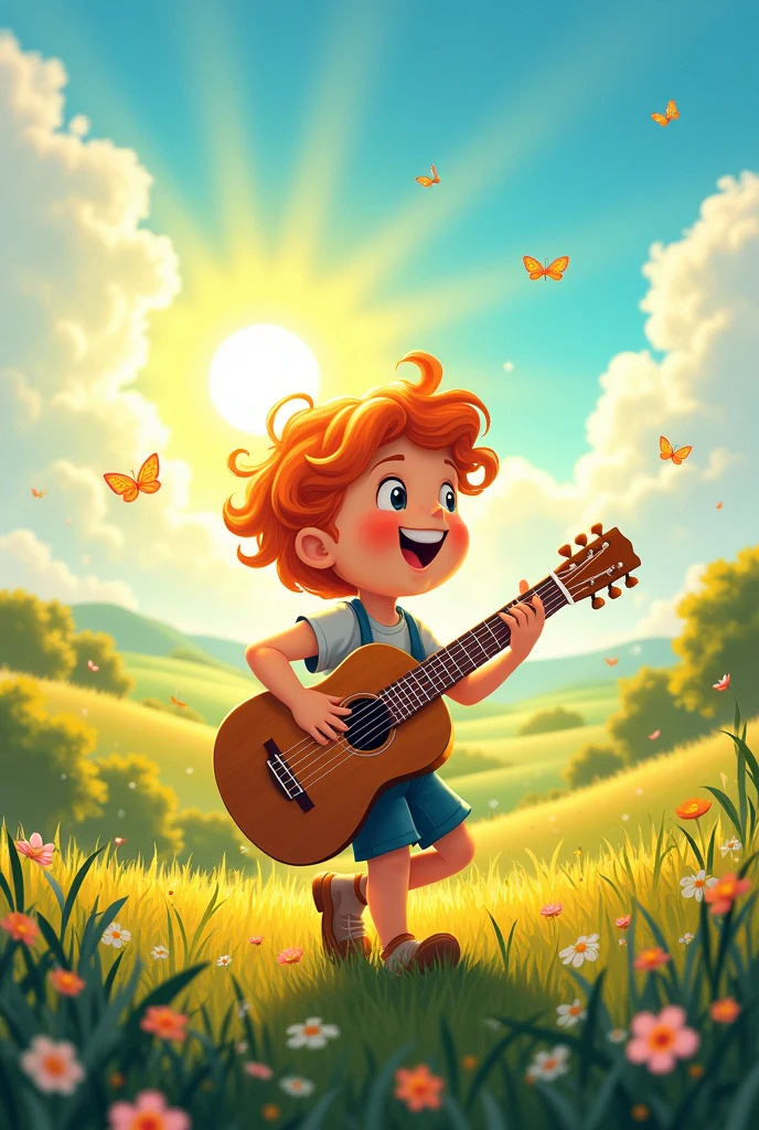 For kids about rainbow colour
Yellow, yellow, the sun’s so warm,
Strumming the guitar in a country form.