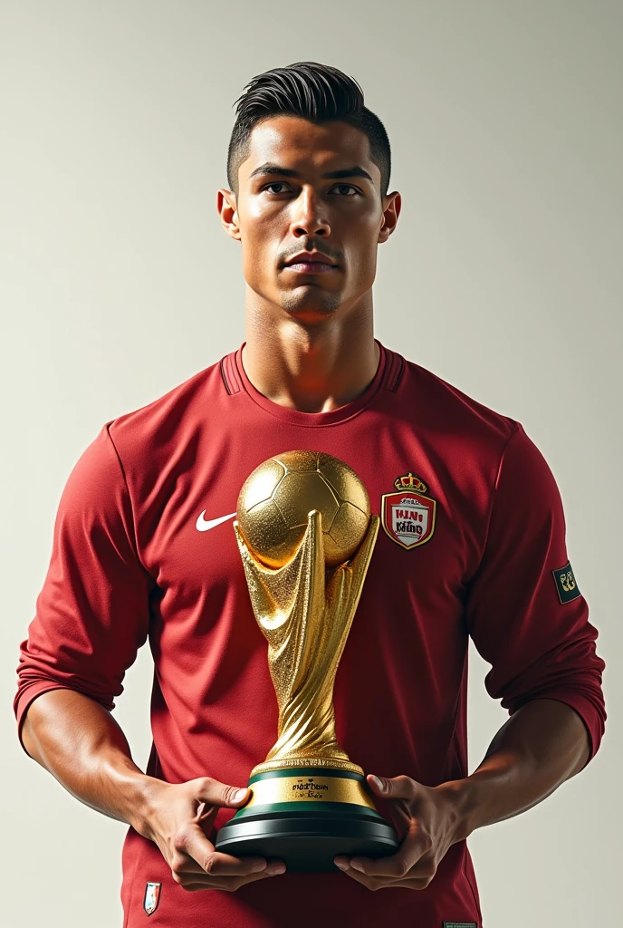 Cristiano Ronaldo with Ballon dor with YouTube
Big golden logo on it