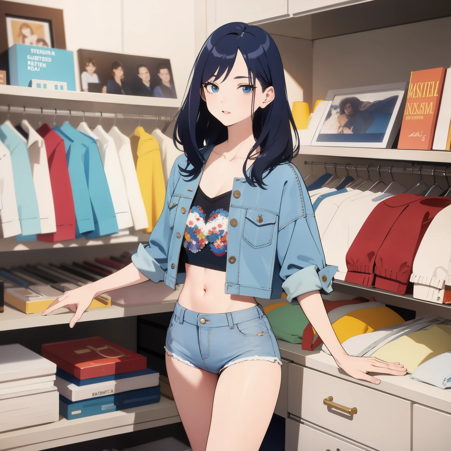 deep blue denim hot pants