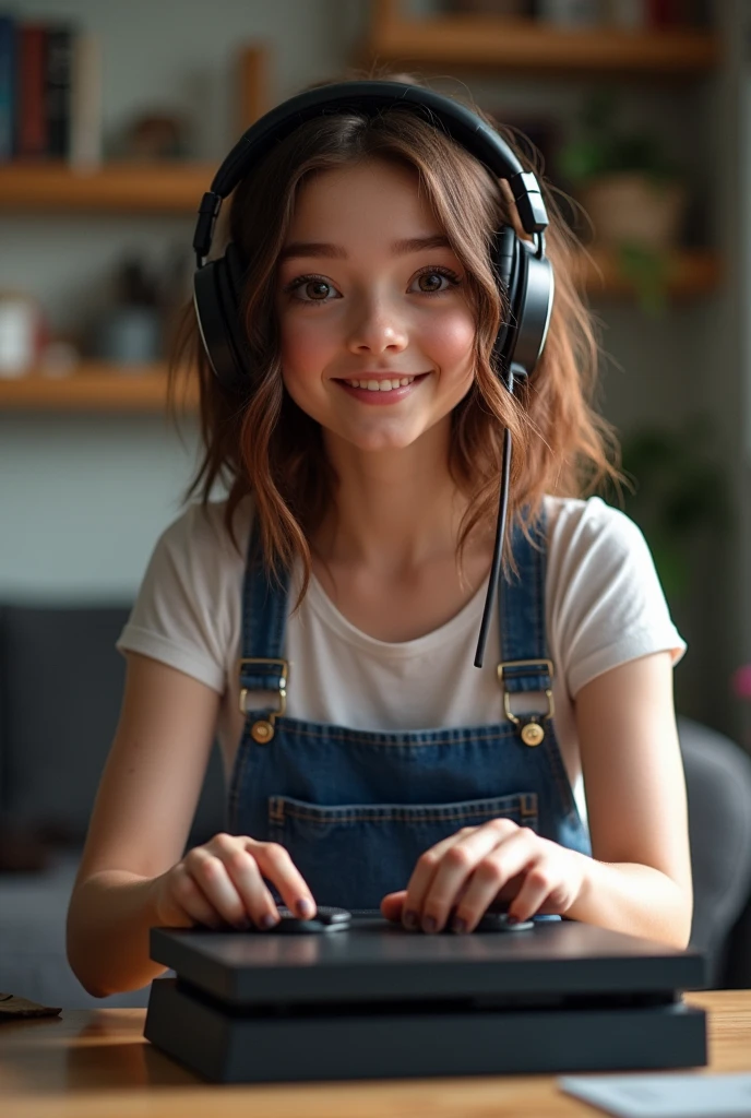 Abbysinia gamer in youtube happy face holding ps4 and repairing it easly for youtube thumbnail