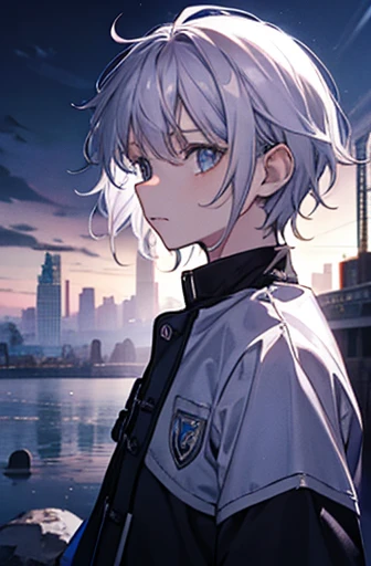 sf　Vtuber Future　juvenile　Jersey　clothing　Man Silver Hair