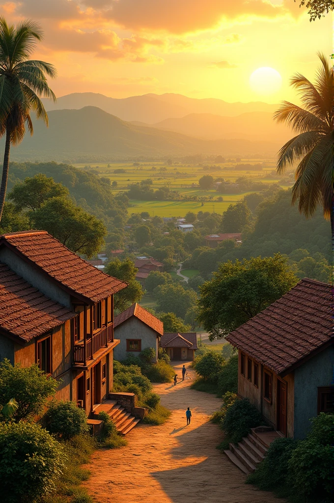 Beautiful evening image of villages of gujrat 
