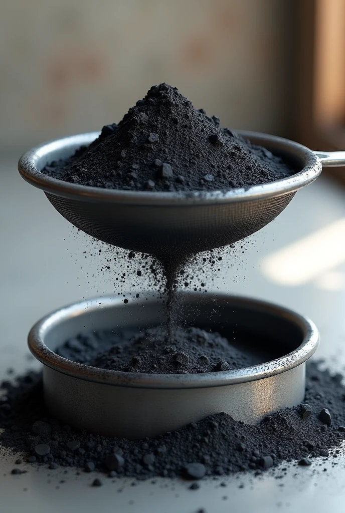 black copper oxide powder filtering with sieve