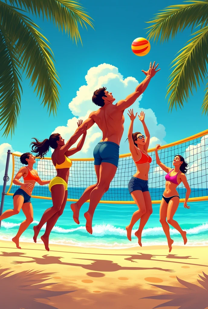 A poster for a mixed beach volleyball tournament