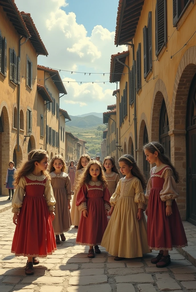 English chn 1400s in vinci italy with 1400s dresses
