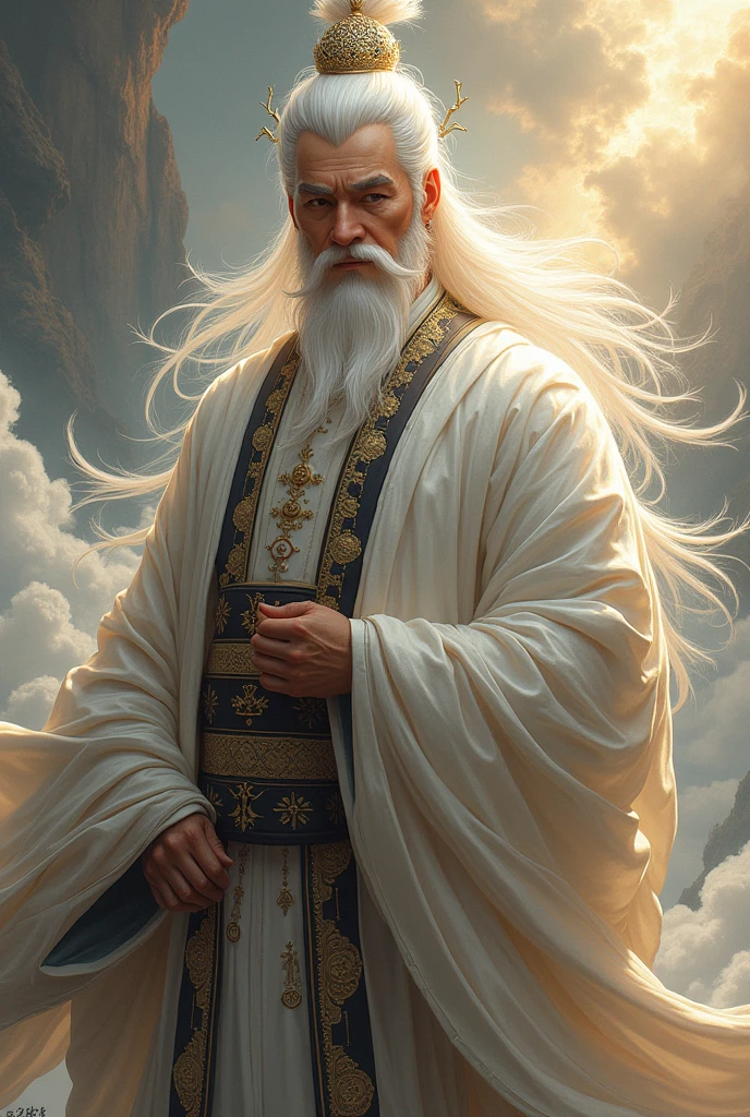 Ancient Chinese god、Silver-haired male kimono