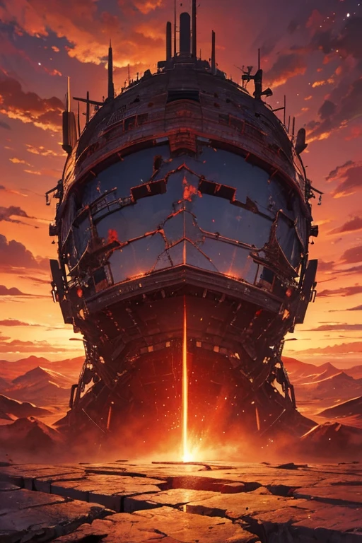 Highest quality、masterpiece、Desolate Earth、wreckage、Red Sky、Surrealism
