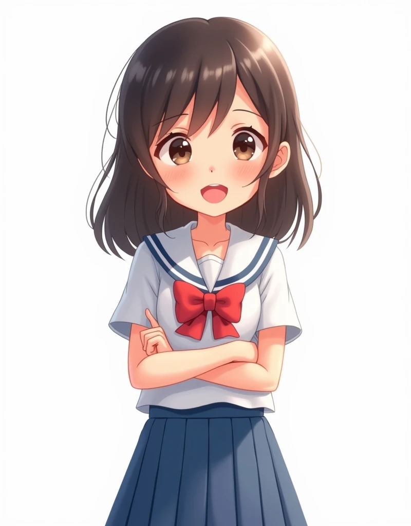 Pixar art style, Japanese girl uniform, white background