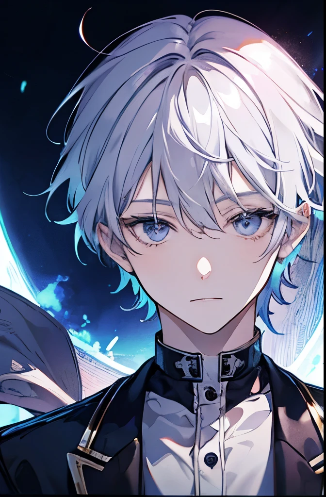 sf　Vtuber Future　juvenile　male　Silver Hair　Formal ID Photo