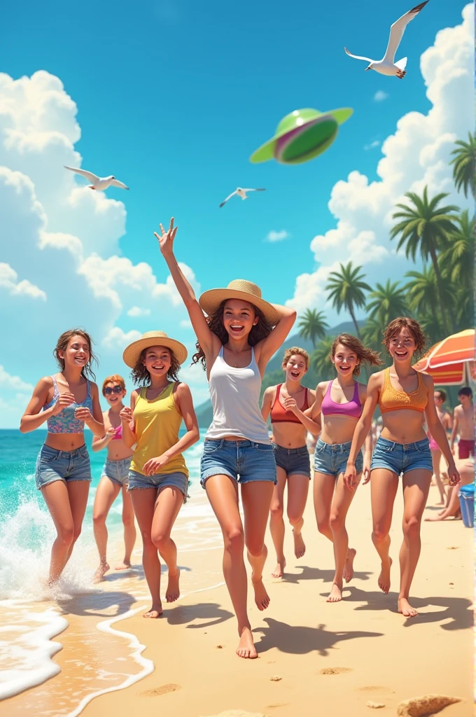 Young people having fun at the beach
