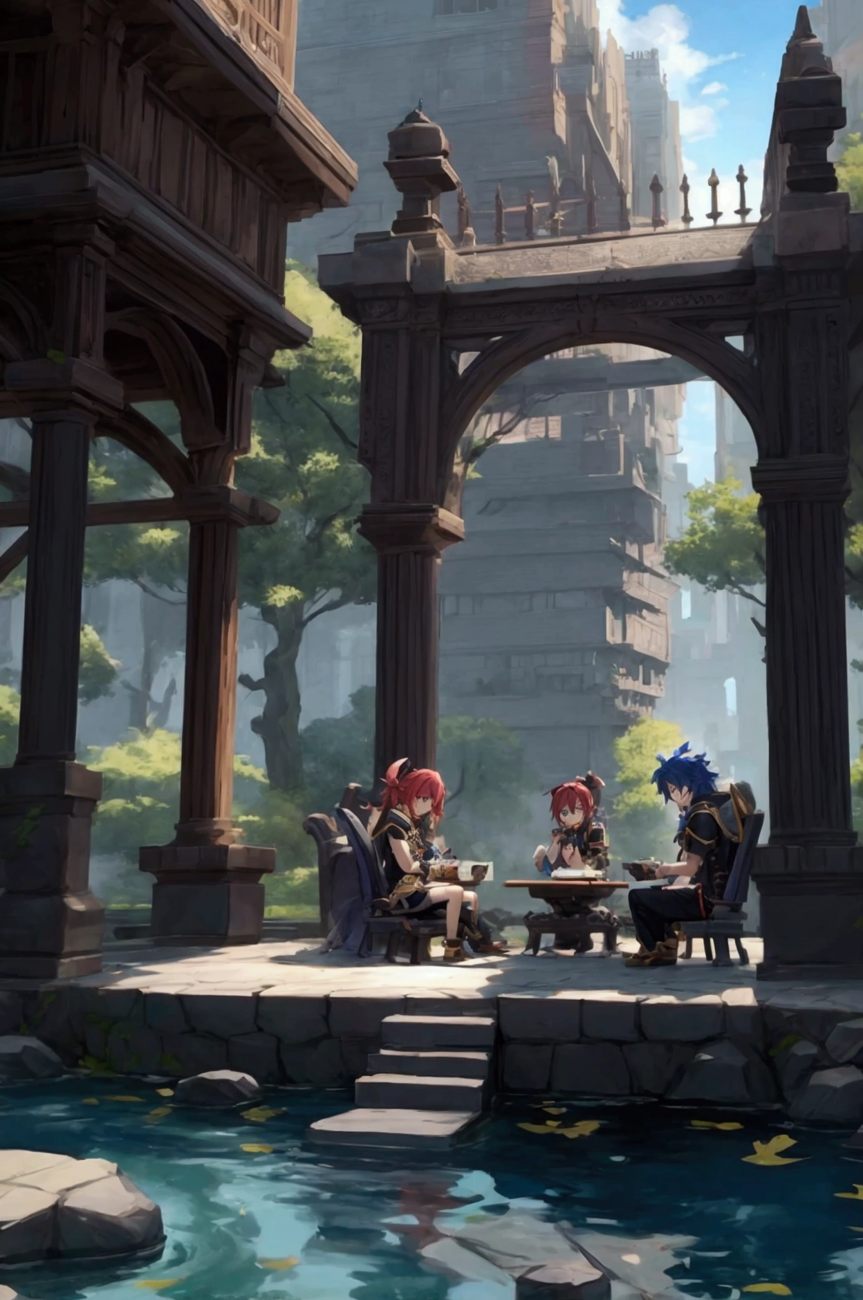 MapleStory characters sitting and playing a game