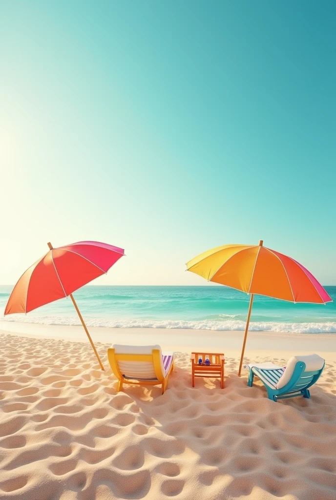 Beautiful beach with umbrellas without people