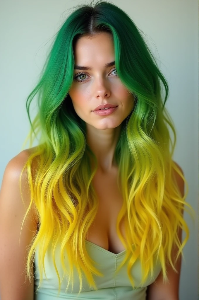 Green and yellow Ombre hair
