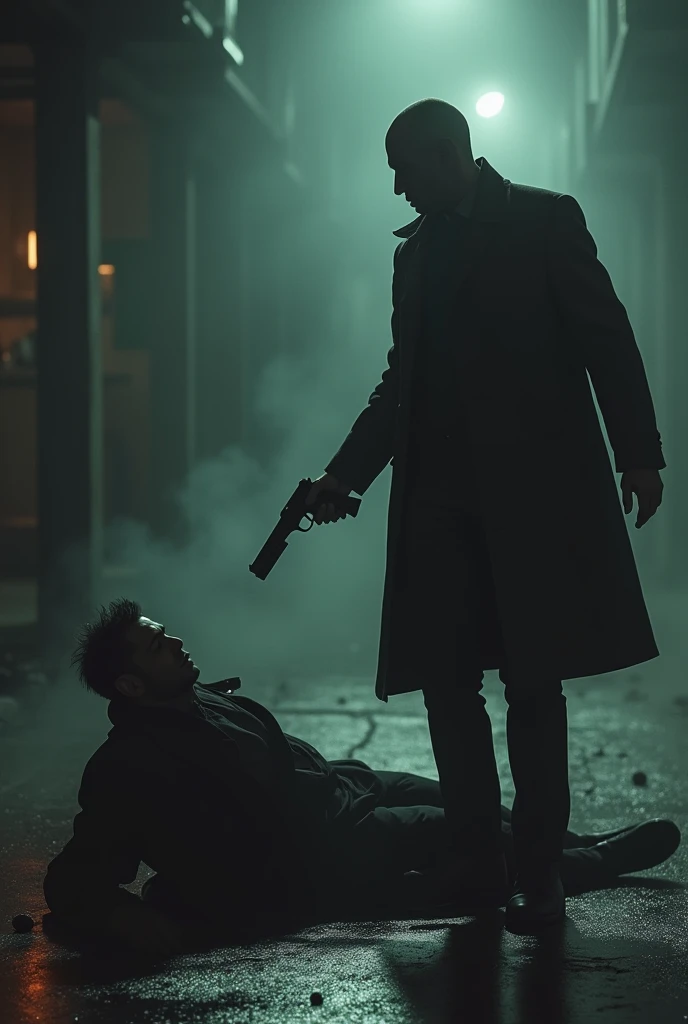 The stranger’s gun is drawn, and before anyone can react, the first man is down.
