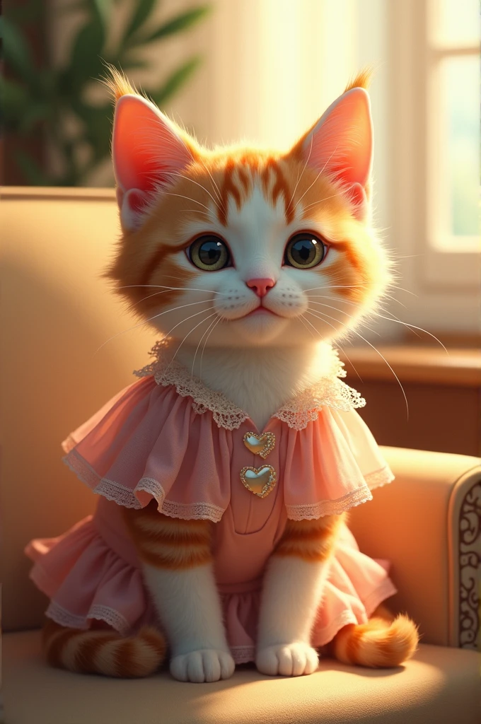 A cute cat with dress for human