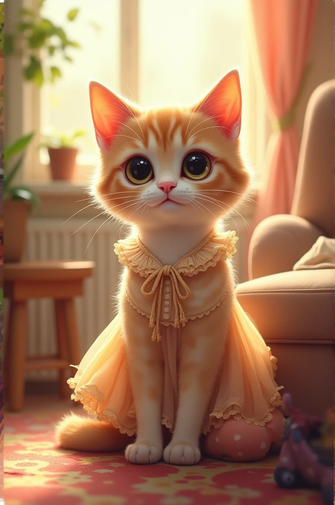 A cute cat with dress for human