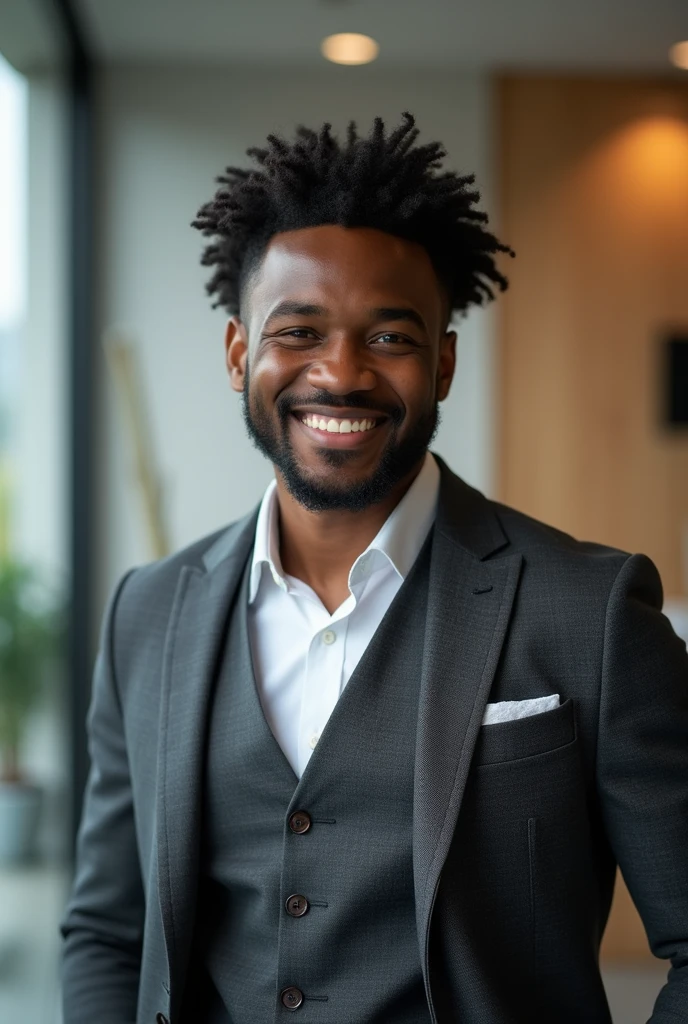 African American man 25 ans ma photo en état unis en veste dans un bureau de travail