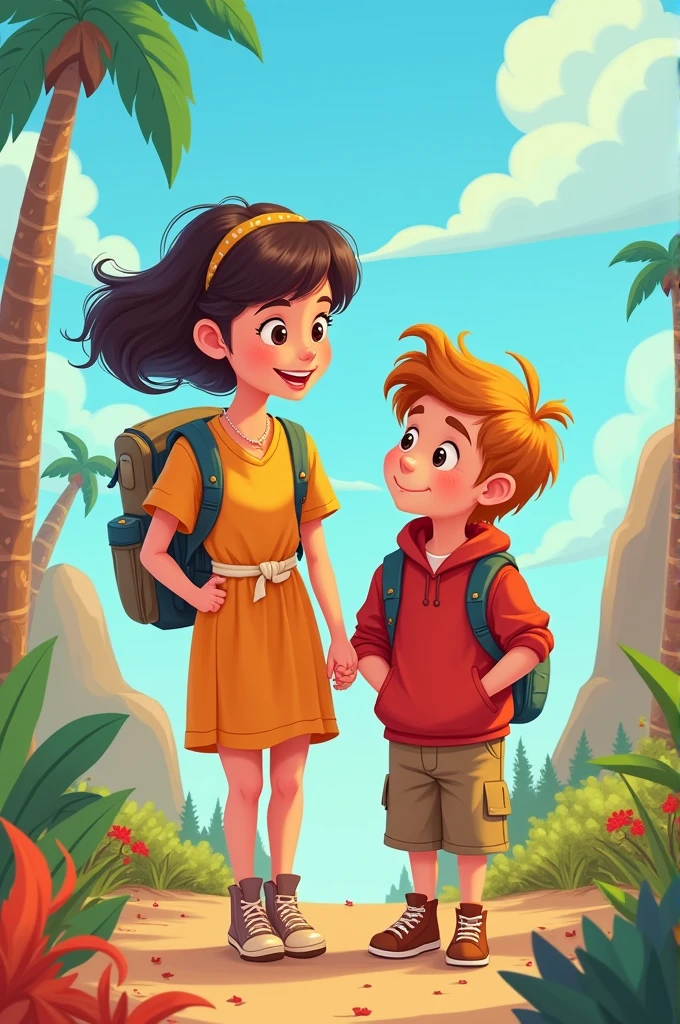 Generate a photo within cartoon style And so, Emma and Liam continued their journey through life, always ready for the next adventure, knowing that as long as they were together, every challenge was an opportunity for discovery and every day a new chapter in their own story.
