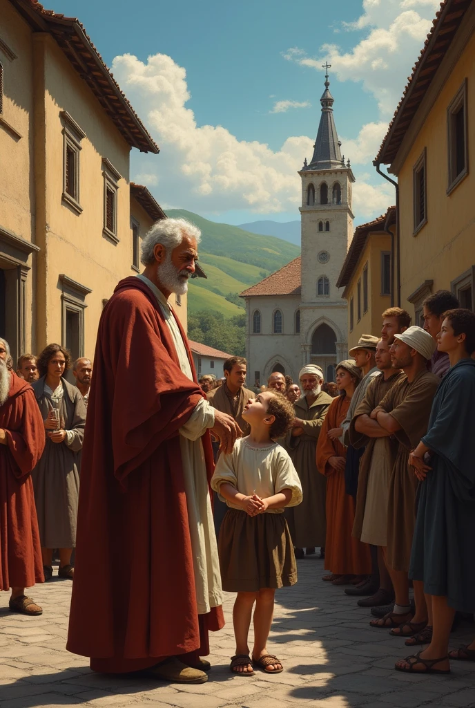 A man adopting a child in italy in vinci in the 1400s