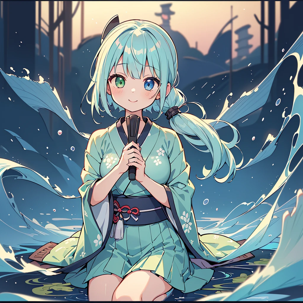 (masterpiece, Highest quality, Highest quality, Official Art, beautifully、aesthetic:1.2),Very detailedな,Intricate details,Great illustrations,Award-winning art,Atmospheric,
break, 1 beautiful girl, ( girl),alone,(cute:1.5),(Little:0.6),(cute:1.5),(upon:0.5),break,( girl), 1 beautiful girl,Very detailed,colorful,Best details,Beautiful Skin,Beautiful Skin,shy,Very detailed,colorful,Best details,break,Beautiful Skin,Beautiful Skin,shy skin,break,(Heterochromia iridis,blue eyes,Green Eyes, Eye highlights,The first hyperfine star:1.45),Starry Eyes Silhouette ,break,(Light blue hair, Medium length:1.4),(Side Ponytail,slightly curled hair,Princess Cut, Crossed bangs:1.3),(Large Breasts,Beautiful breasts(Highest quality face),(Highest qualityの輝く目),(The best smile,:is:1.45), break,
Sitting, seiza, (Green Tea :1.2), (Tea whisk, Chad, Sado, Yunomi, Chalk:1.3),Centered, View your viewers, hands on stomach
break japanese clothes, kimono, flower printed kimono, long skirt
break japanese room, tatami, shou break,Wakame seaweed,Wakame seaweed,Wakame seaweed,(Cowboy Shot:1.4),
break,(Blurred Background:1.3),(Absurd, High resolution, Super isetail Art),Cel Shading,Clear Color, Optical Effects, beautiful photo, Bright glow, Mysterious atmosphere,(Close-up of :1.1), Mysterious light particle effect,Manga influence, Beautiful line drawing,