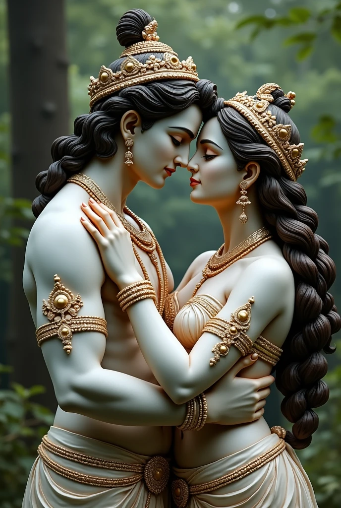 Radha krishna love statue pose frent face