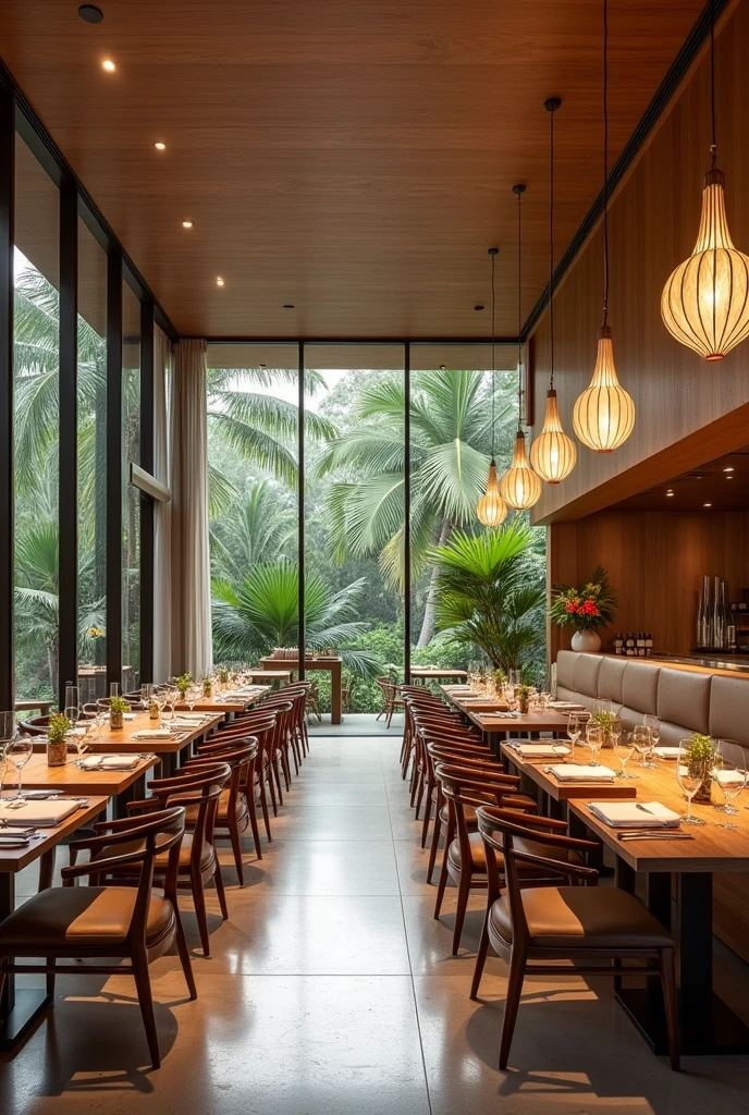Fine dining restaurant model in minimalist tropical style following Vietnamese - Japanese culture 



