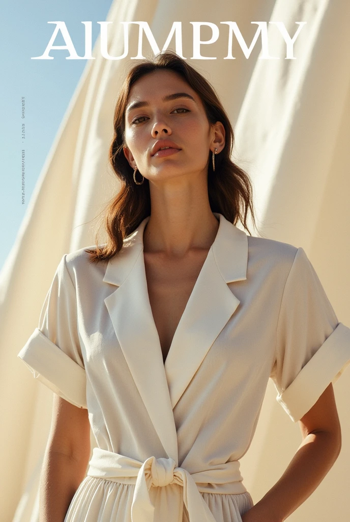 A magazine cover with an advertisement written by a company that demonstrates innovation with clothing made from natural fibers, show the production 