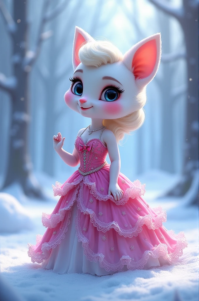 Frozen cartoon little alsa with his barbie dress