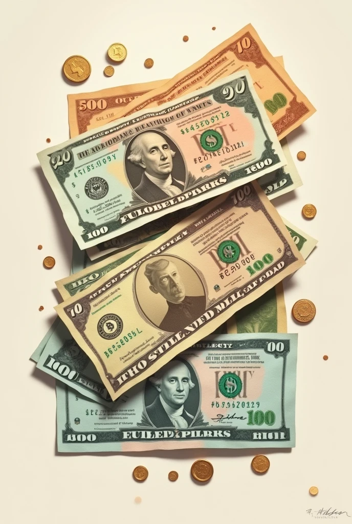 Create a realistic illustration of real money notes.