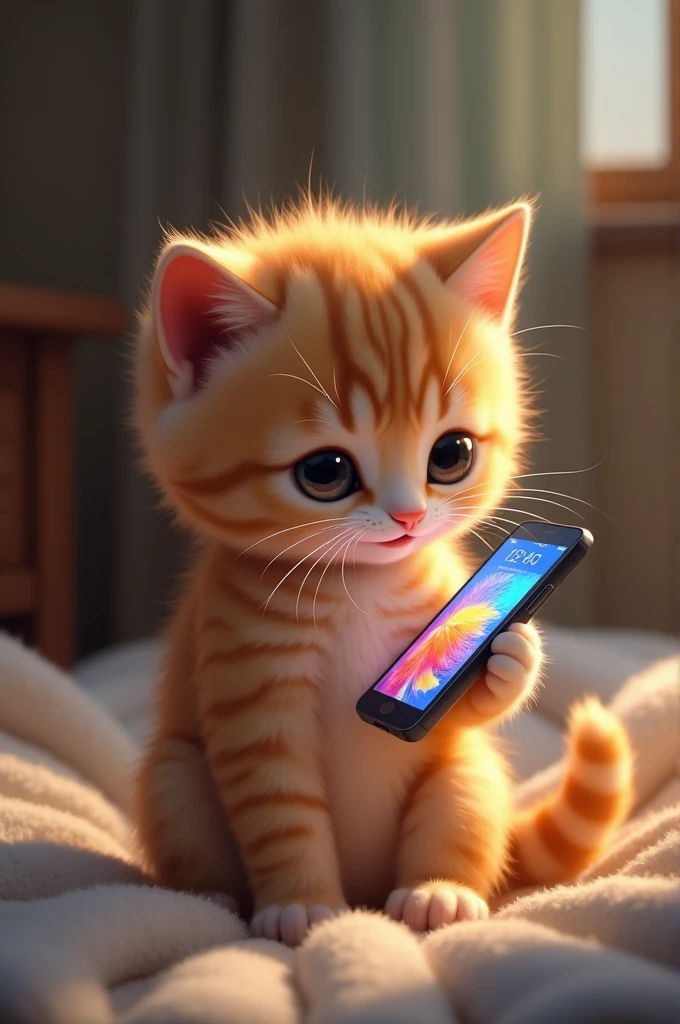 Kitten with iPhone 