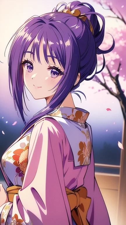 ((masterpiece, Highest quality, Highest quality, Official Art, beautifully、beautiful:1.2)),((masterpiece)),((Vibrant colors)),((Ayako Katagiri)),((A happy smile)),((kimono)),((looks fun)),(Shoulders exposed),(full moon),(Cherry Blossoms at Night),(2),(B Cup Bust),(Kyoto cityscape)