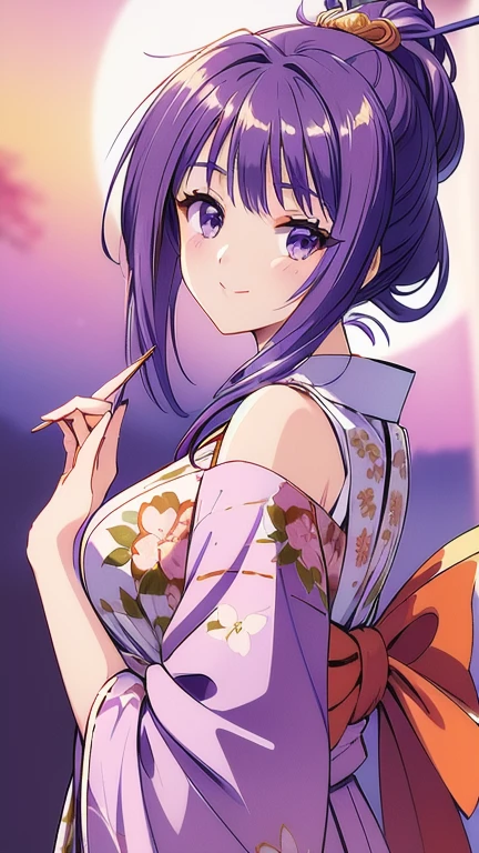 ((masterpiece, Highest quality, Highest quality, Official Art, beautifully、beautiful:1.2)),((masterpiece)),((Vibrant colors)),((Ayako Katagiri)),((A happy smile)),((kimono)),((looks fun)),(Shoulders exposed),(full moon),(Cherry Blossoms at Night),(2),(B Cup Bust),(Kyoto cityscape)