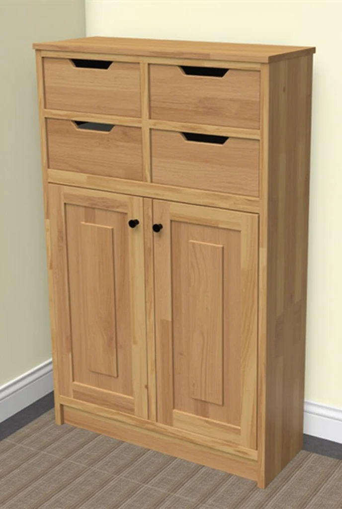 Make 2 drawer on the above and below it make a long 30 inch SLIDING laundry storage drawer and all of it should be wood it should be small to fit into small space almost 50inch length