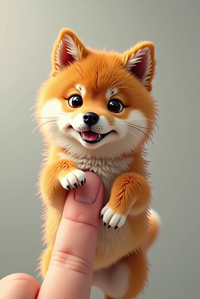 A little dog(shibainu) on your finger