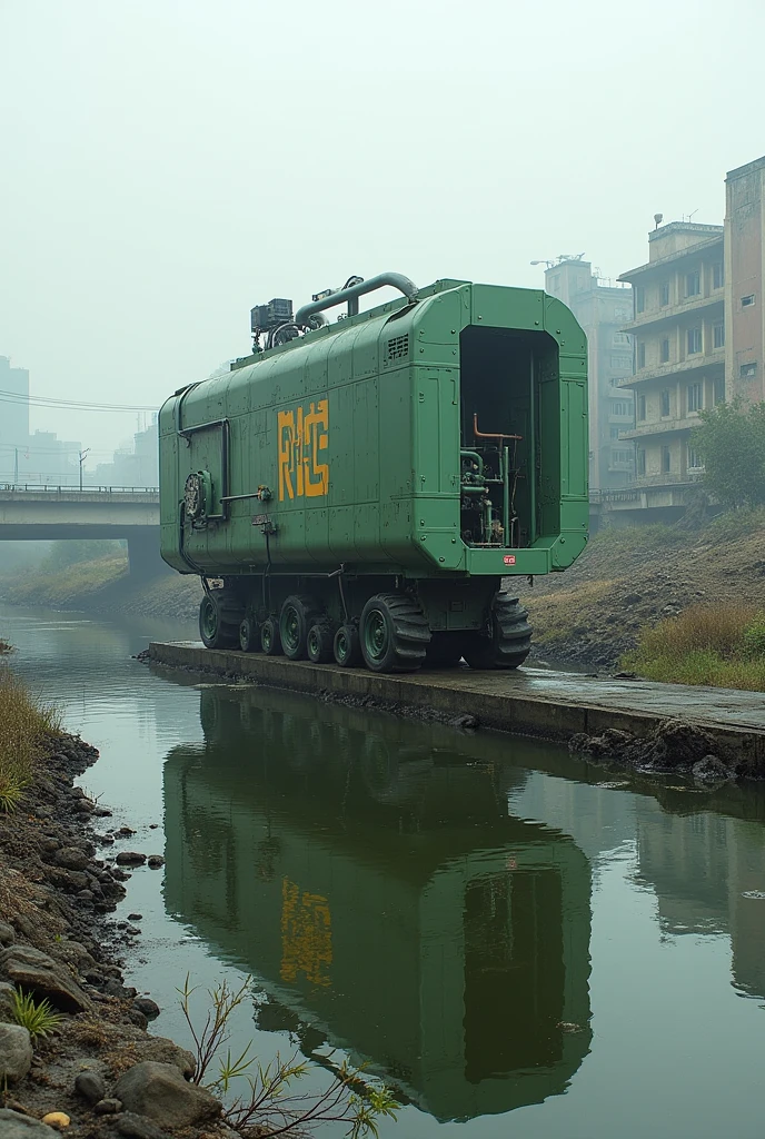 intervention machine made from eco materials for water pollution