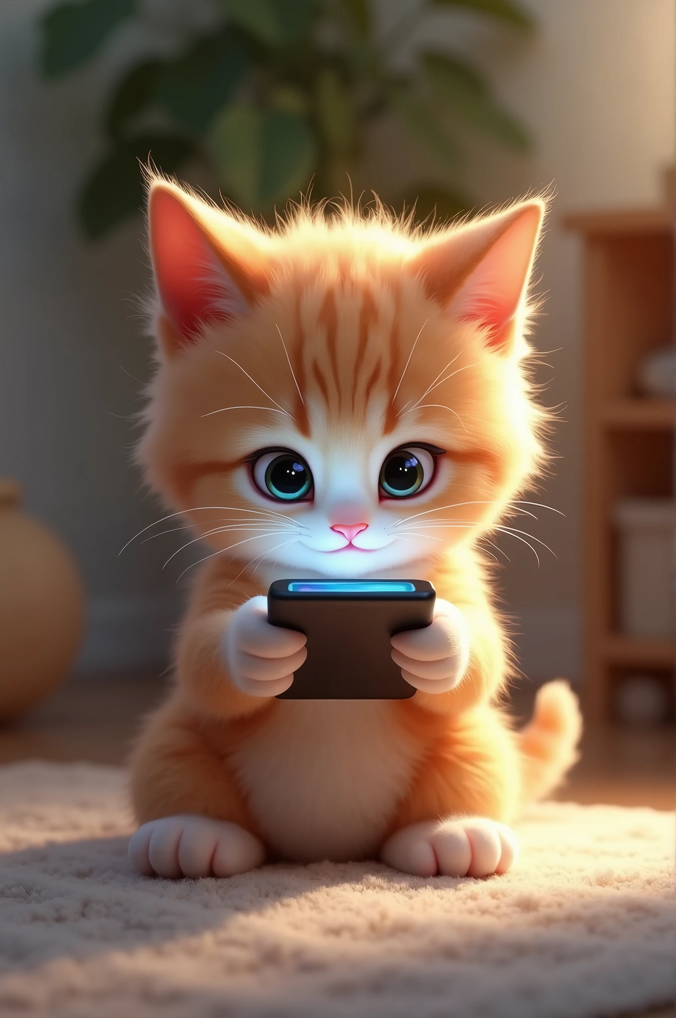 Kitten with iPhone 