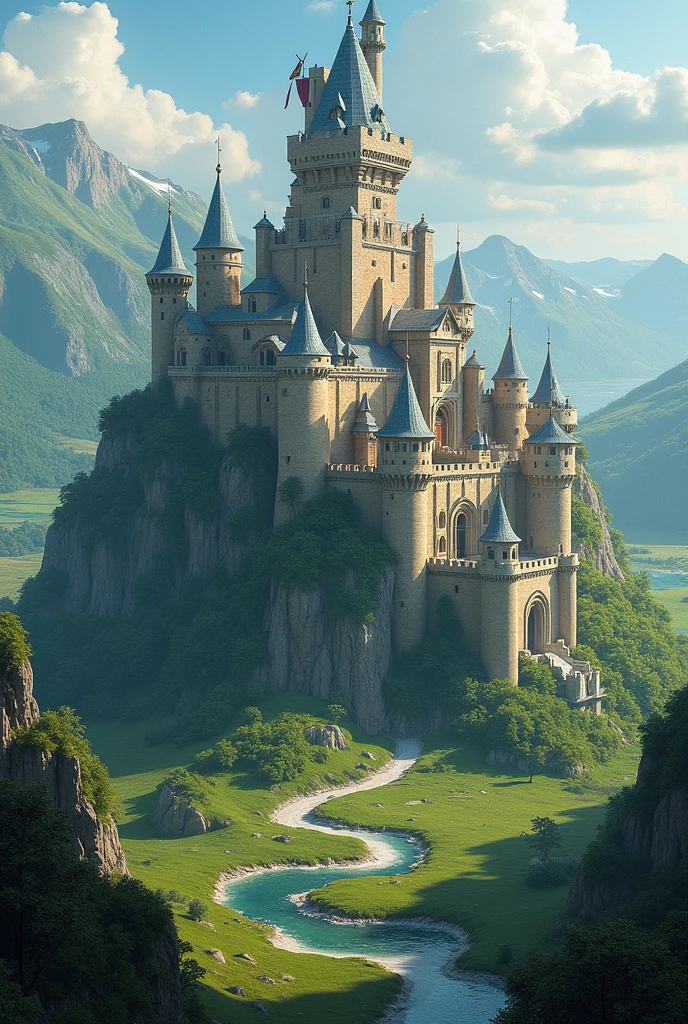Fantasy landscape with a large medieval castle