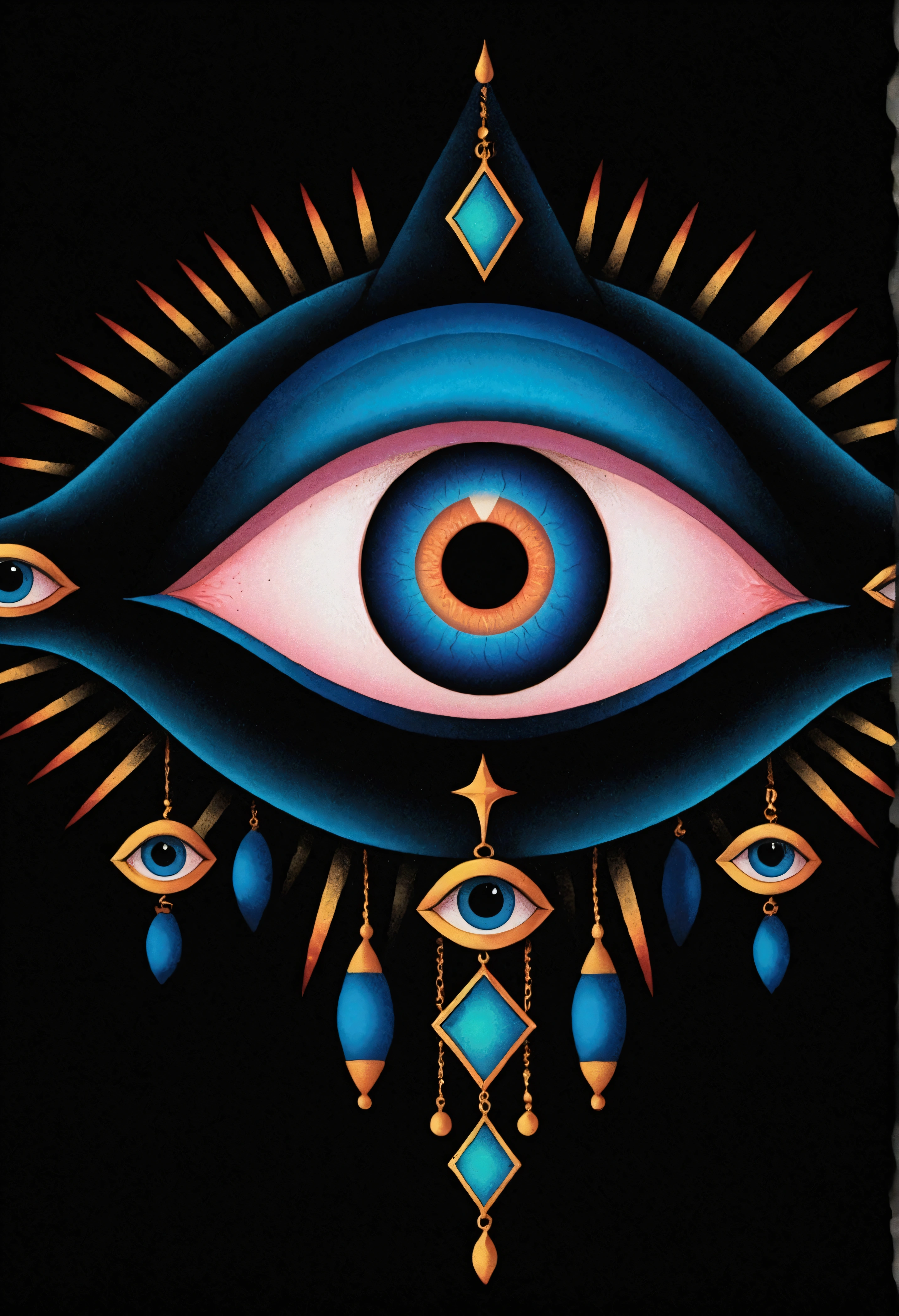 a close up of a colorful eye with a cross on it, mystic eye, mystical third eye, third eye, psytrance artwork, opening third eye, glowing third eye, all seeing eye, third - eye visions, all - seeing eye, 3rd eye, visionary art style, channeling third eye energy, ( all seeing eye ), intricate artwork. neon eyes，Cross pupil