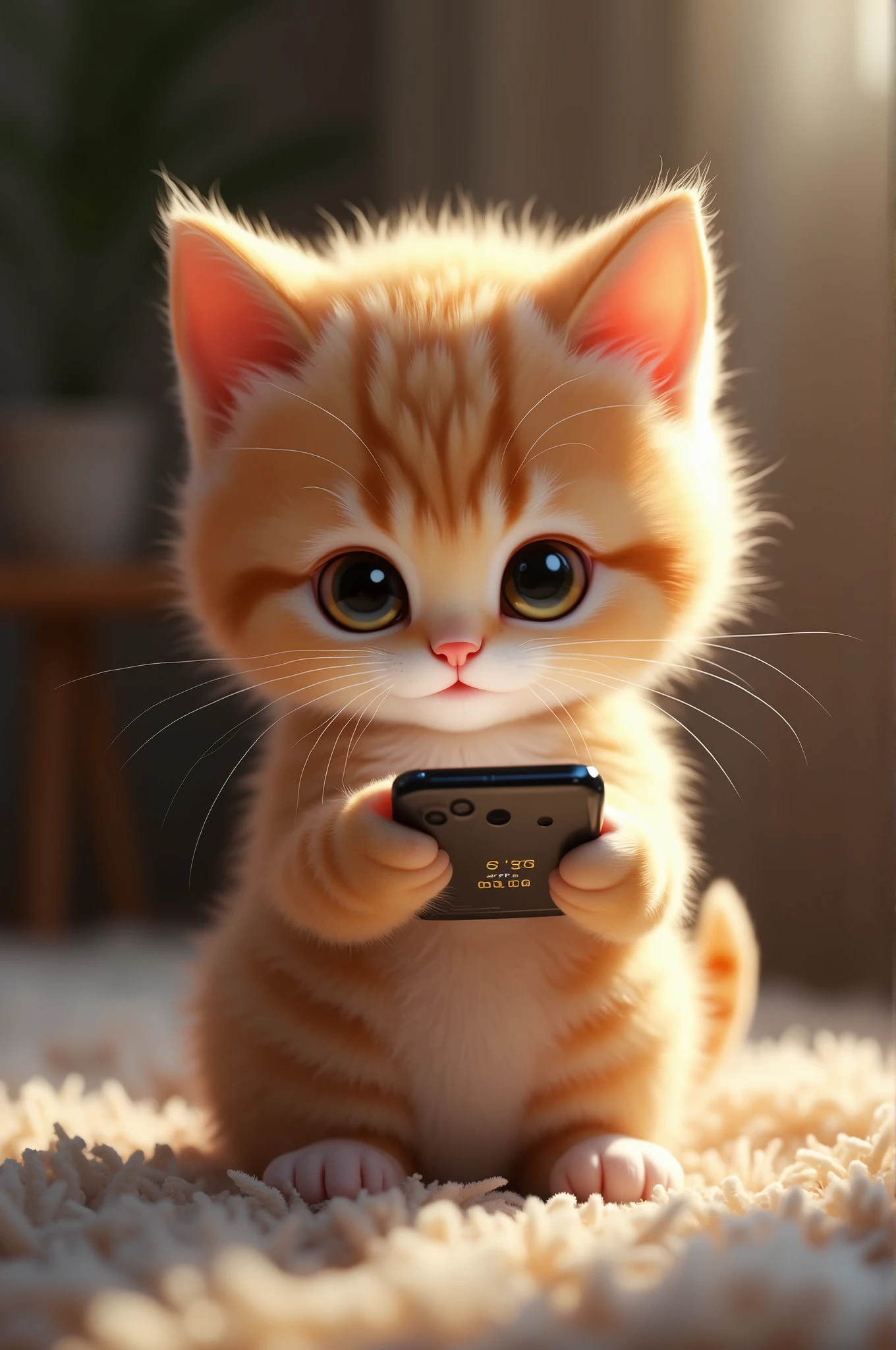 Kitten with iPhone