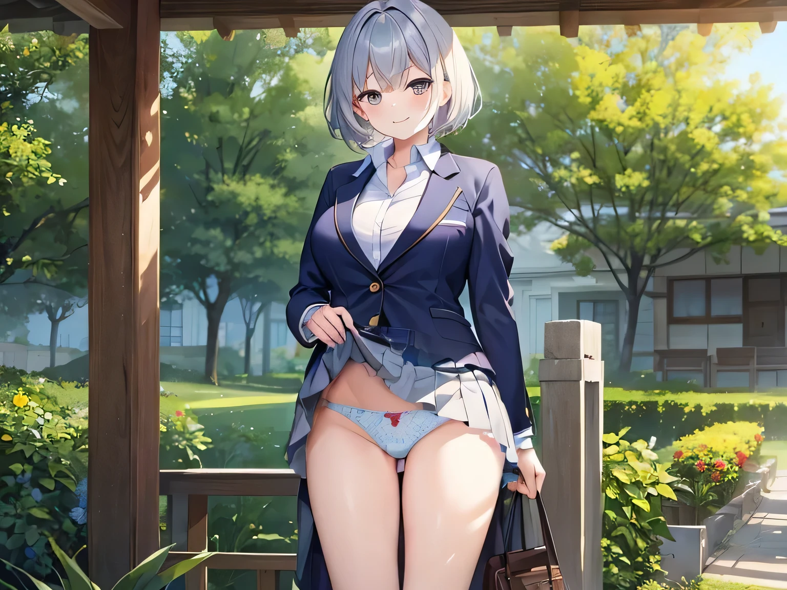 Please make it a grey box pleated skirt.、