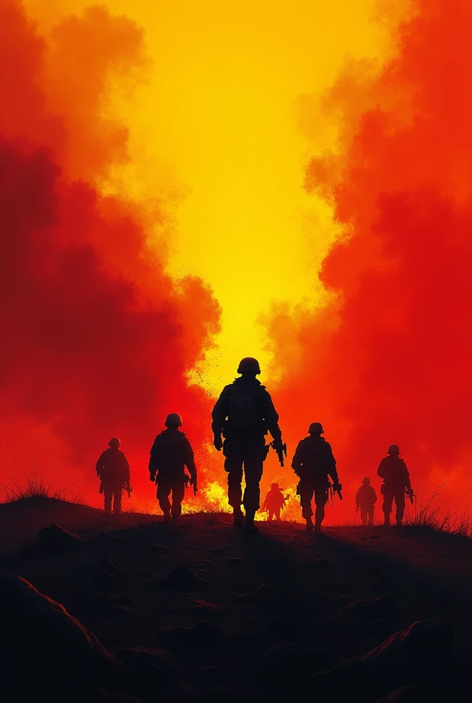 I want a template which I can use to create post on Instagram using that template everytime, theme is with yellow and red like a war field
